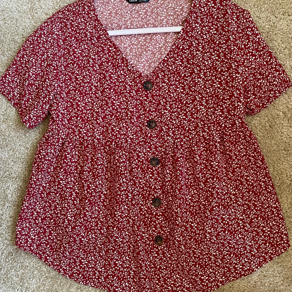 SHEIN Red floral blouse